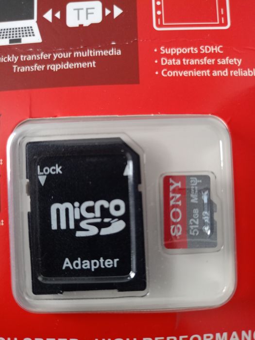 Vând card micro SD Sony de 512 GB,cu adaptor, nou nouț, sigilat.