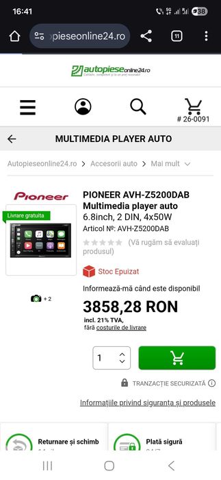 Navigație auto Pioneer AVH-Z5200DAB