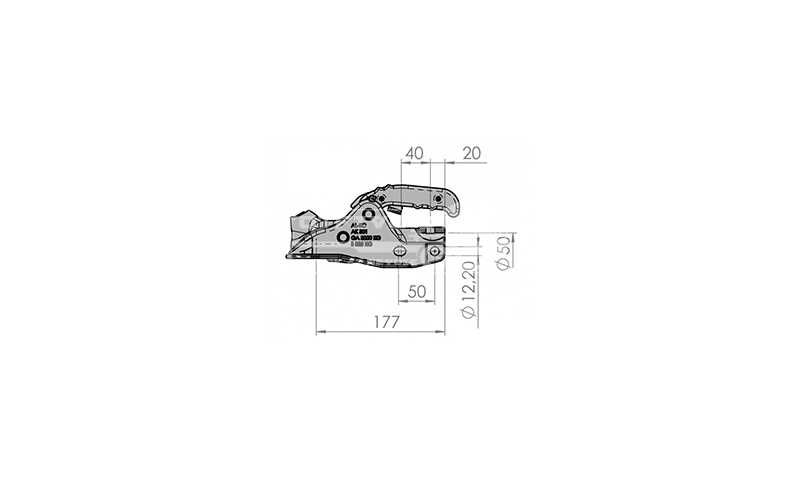 Cupla Al-Ko AK 301, 3000 kg, prindere orizontala + cruce, fonta