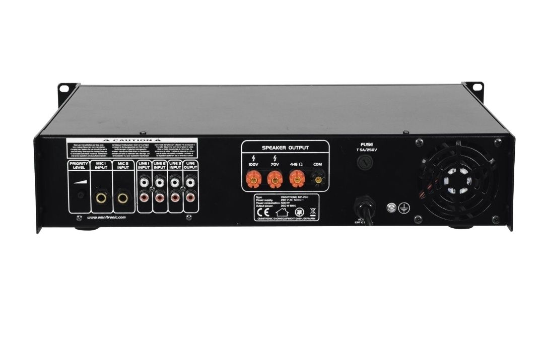 Omnitronic MP-250 PA, amplificator-mixer cu ieșiri pentru sisteme de 1