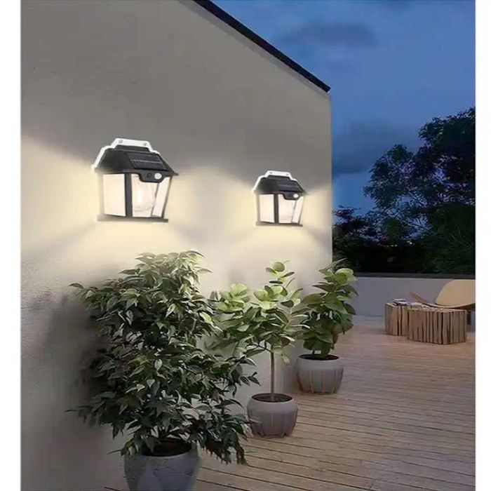 Соларна Стенна лампа с 3 LED крушки 38w