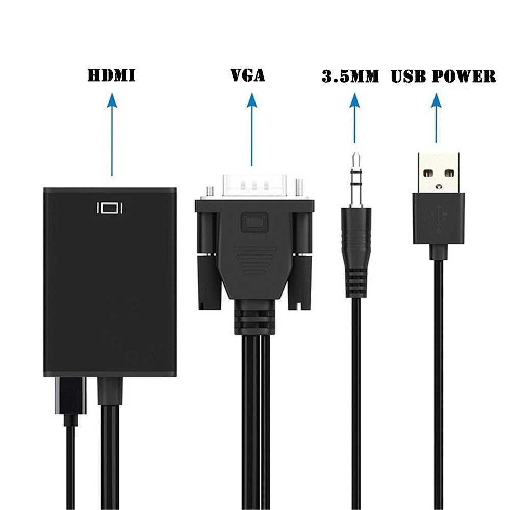 Конвертер VGA to HDMI 1080P с аудио и USB питанием