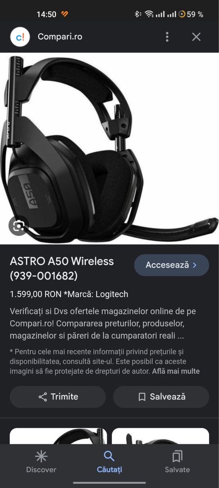 Casti Astro A50 gaming by Logitech pt ps4 ps5 xbox one s