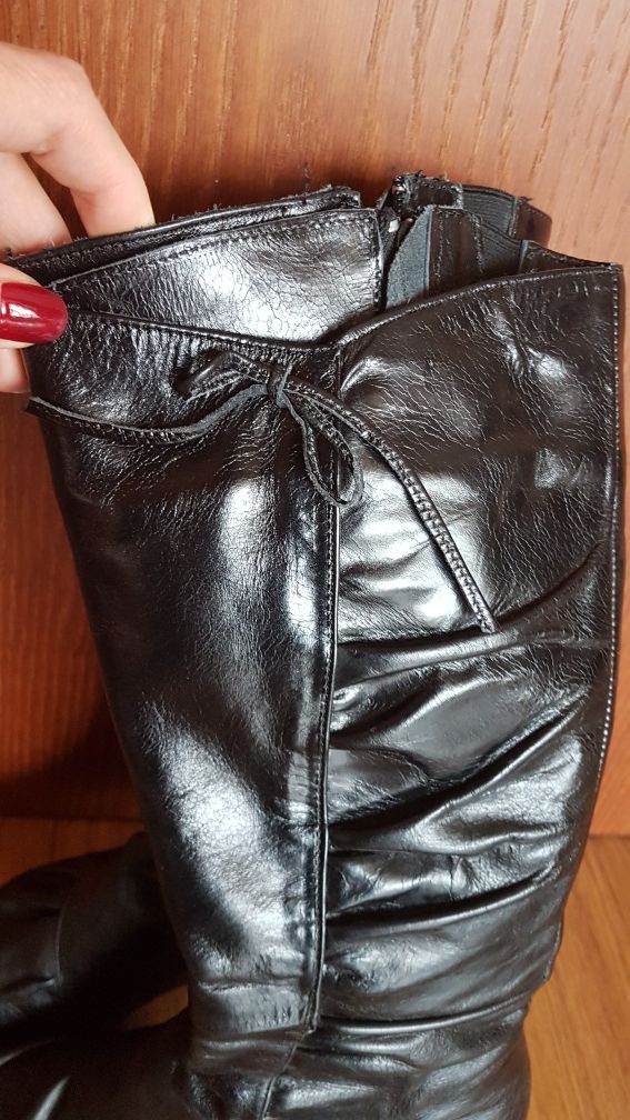 Елегантни ботушки от естествена кожа -38 номер + подарък шалче