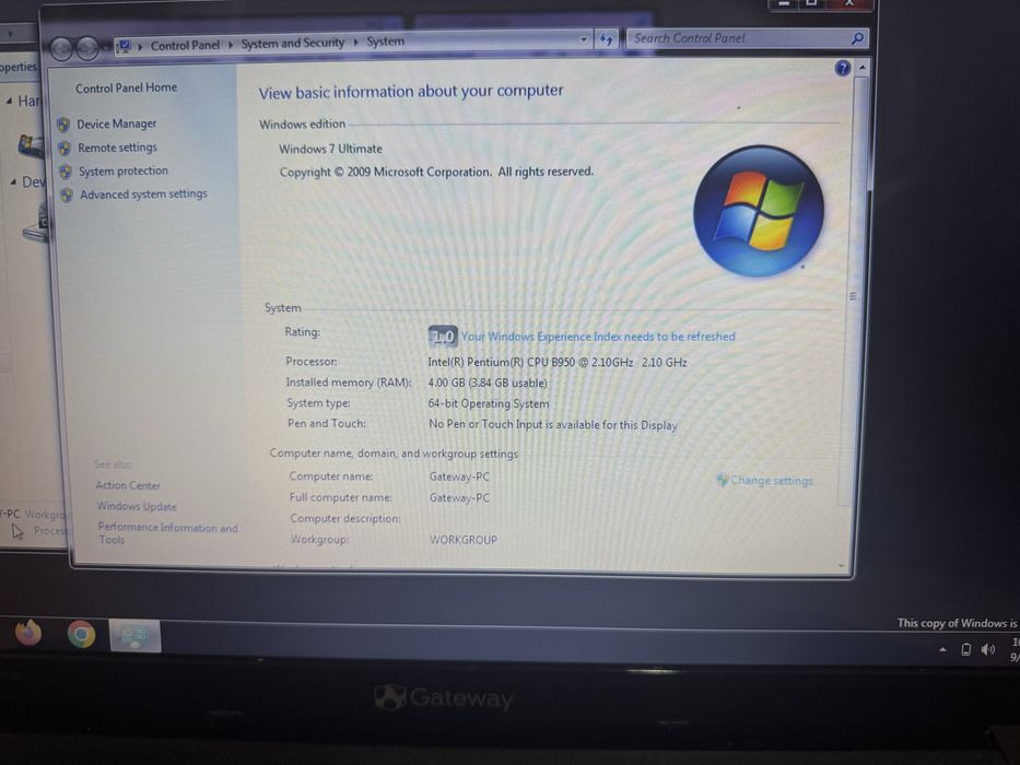 Laptop Gateway 15,6 inch cu incarcator si mouse
