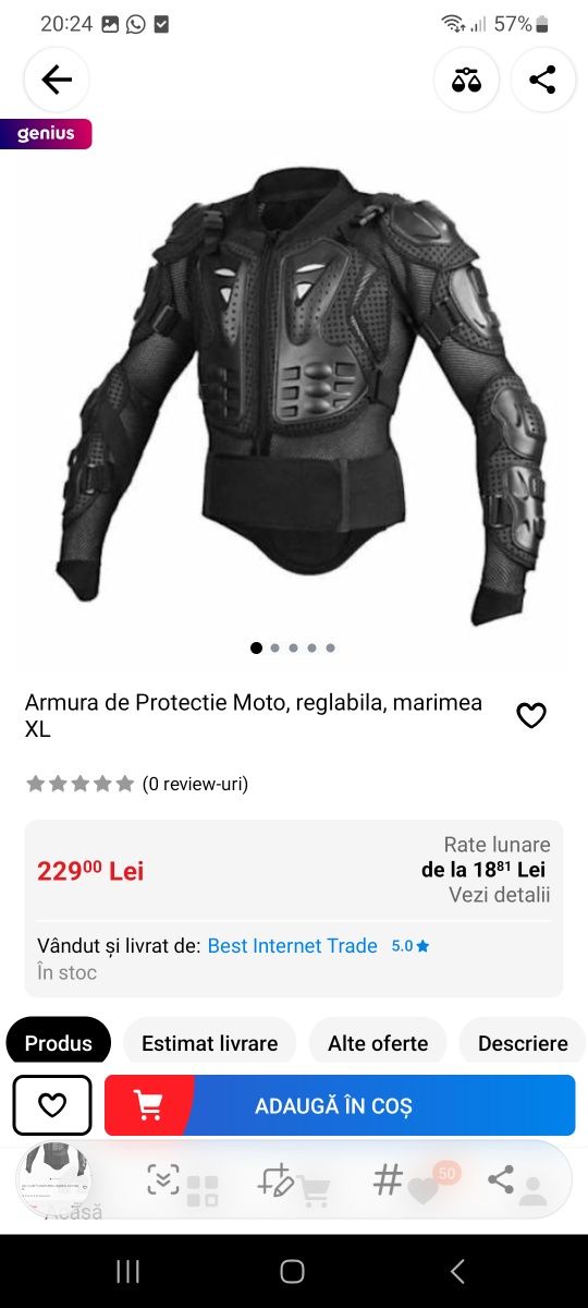 Armura moto protectie