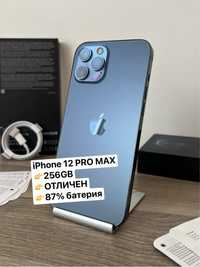 iPhone 12 PRO MAX, 256GB, Pacific Blue, КАТО НОВ, 87% батерия!