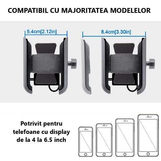 Suport telefon moto/scuter/atv/etc, cu/fara priza USB