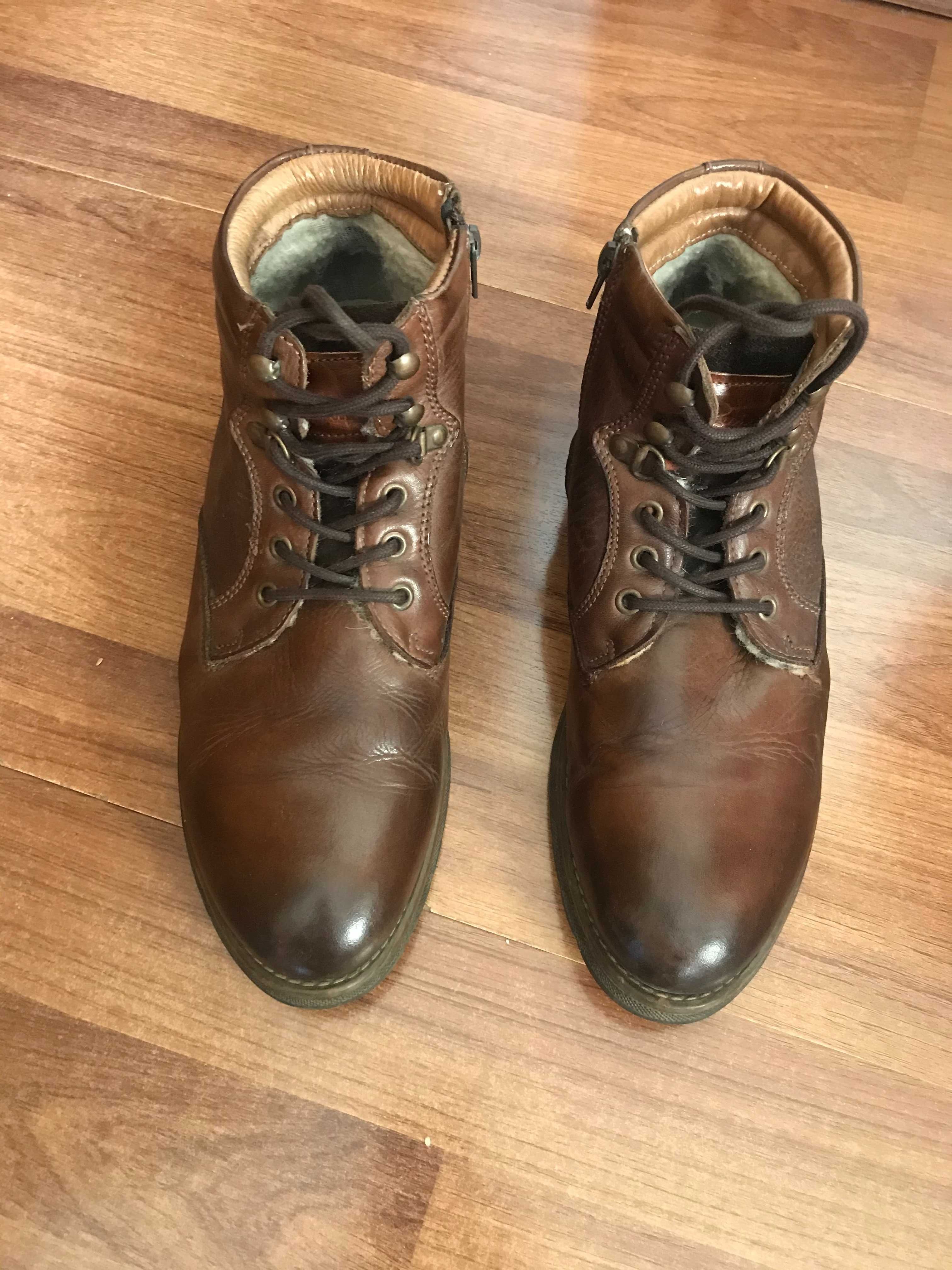 Ботинки мужские кожаные, коричневый, 43 размер