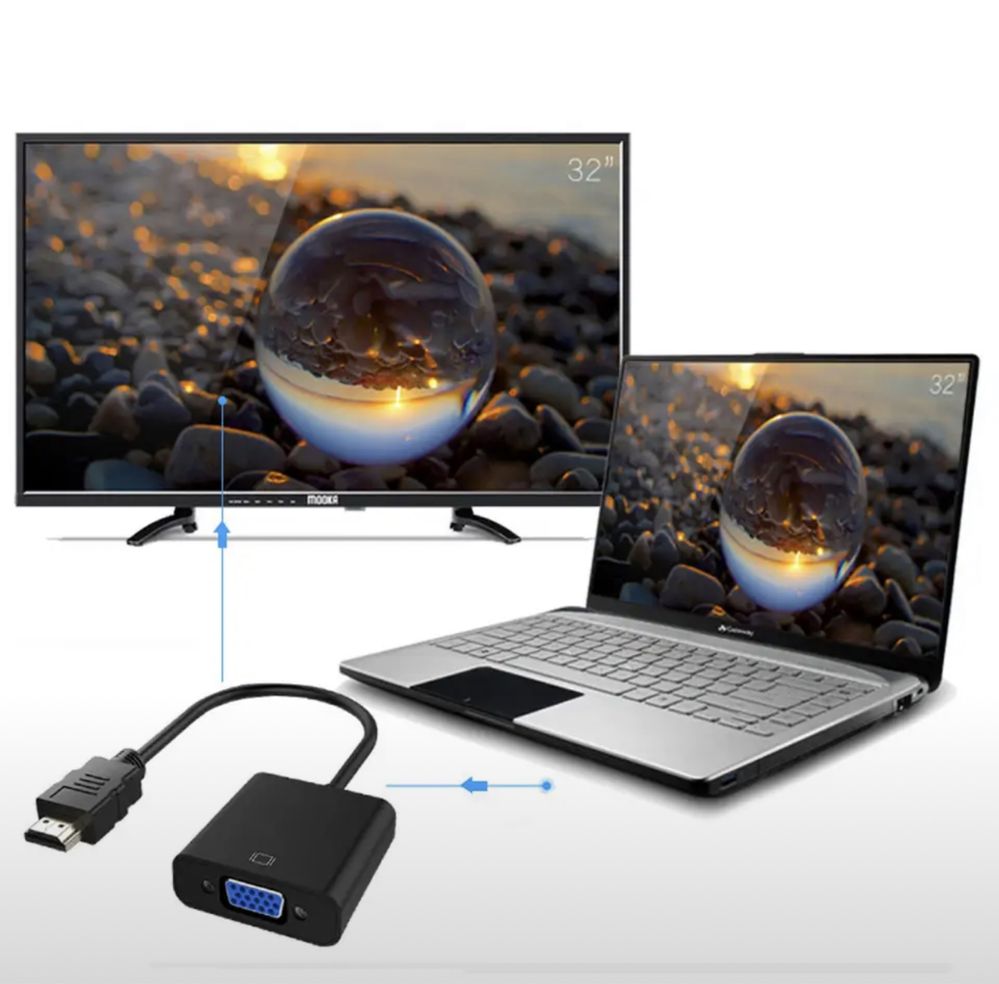 Преходник Hdmi на Vga Преобразователь  Адаптер Hdmi =>Vga