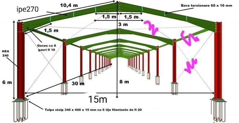 Vand structura hala metalica 14x35h4m