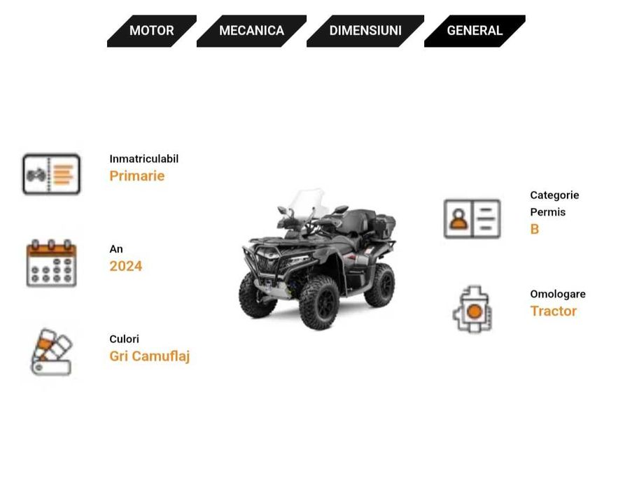 Vând ATV cfmoto 625 overland T3B