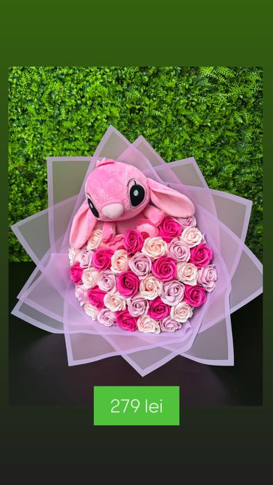 Cadou de craciun pentru iubita buchet trandafiri de sapun urs de plus