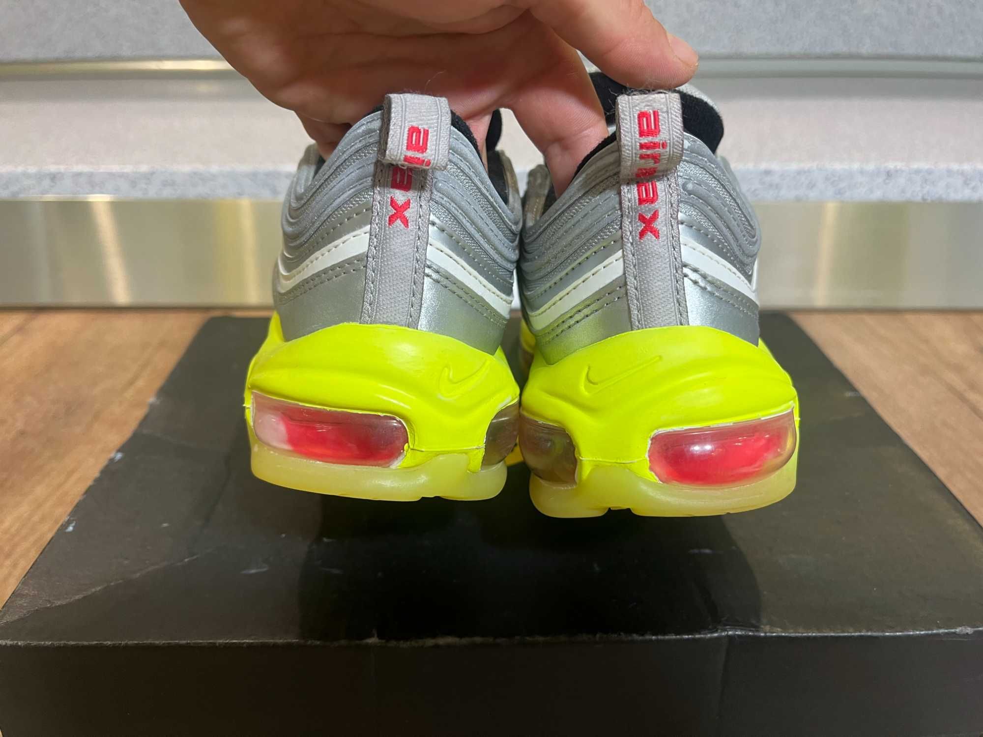 ОРИГИНАЛНИ *** Nike Air Max 97 Rft Metallic Silver/Red Orbit/Volt