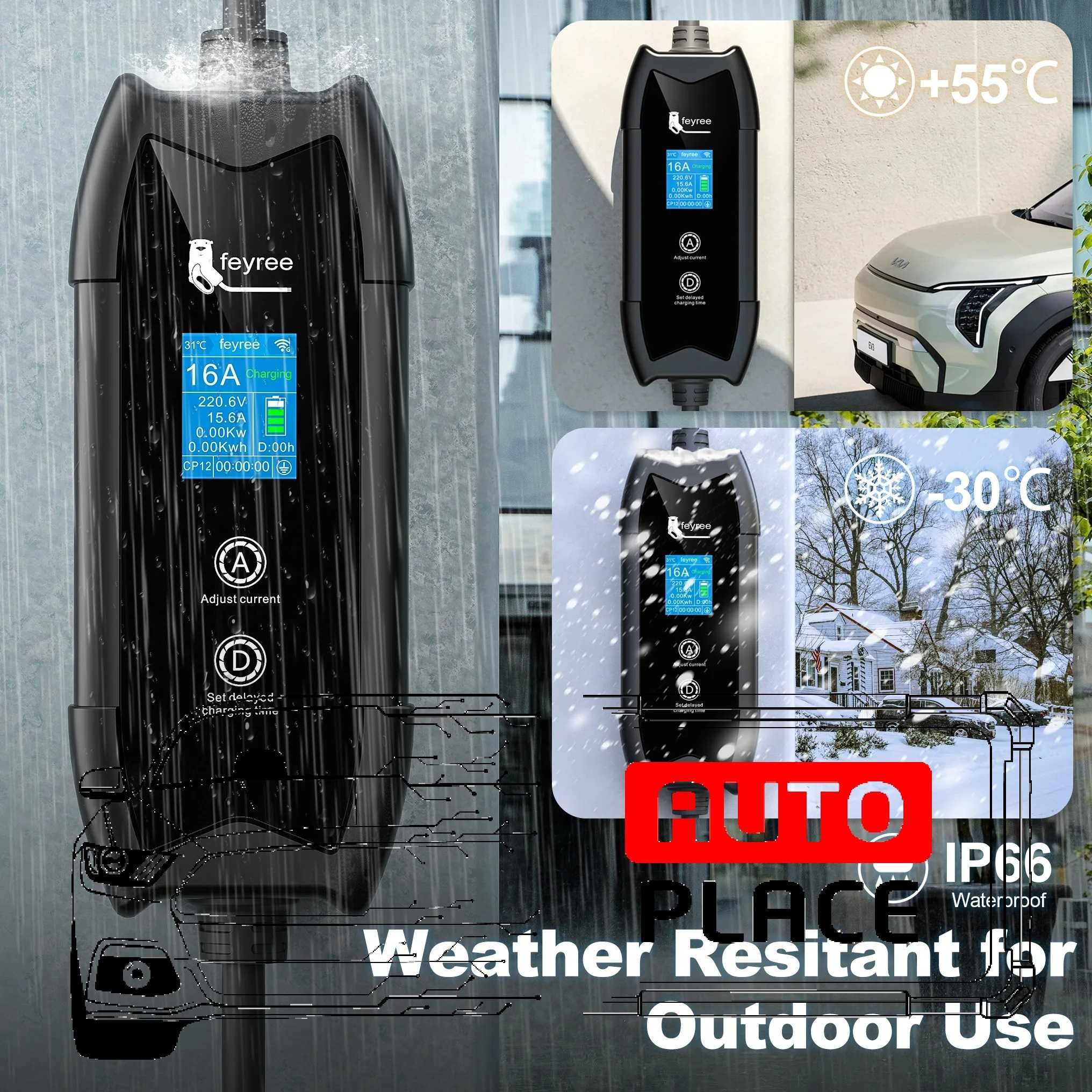 Преносимо Зарядно Feyree Cat EV-F9 Type 2  /3.5kW/ с Приложение (+APP)