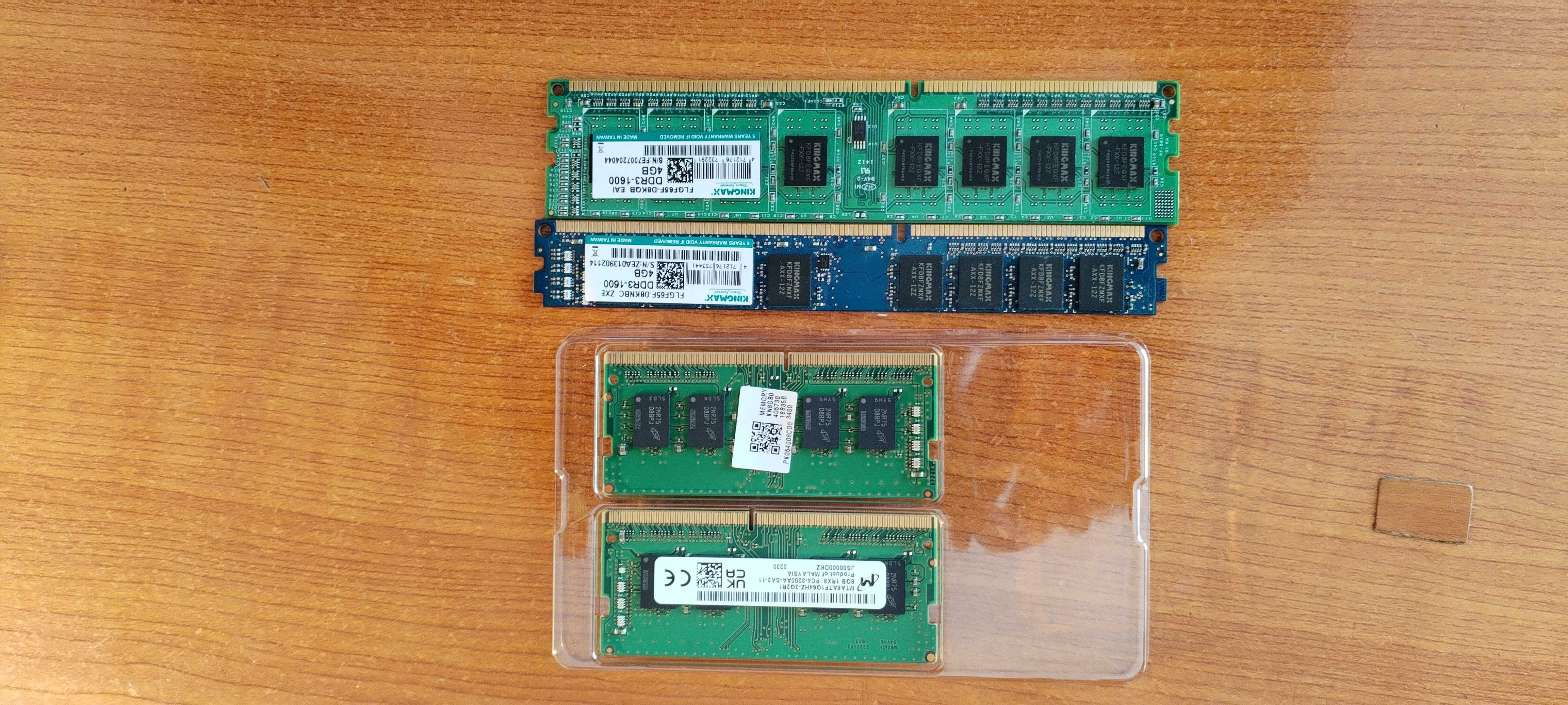 Memorii DDR3 2x4G (PC) ,si DDR4 2x8G (laptop)