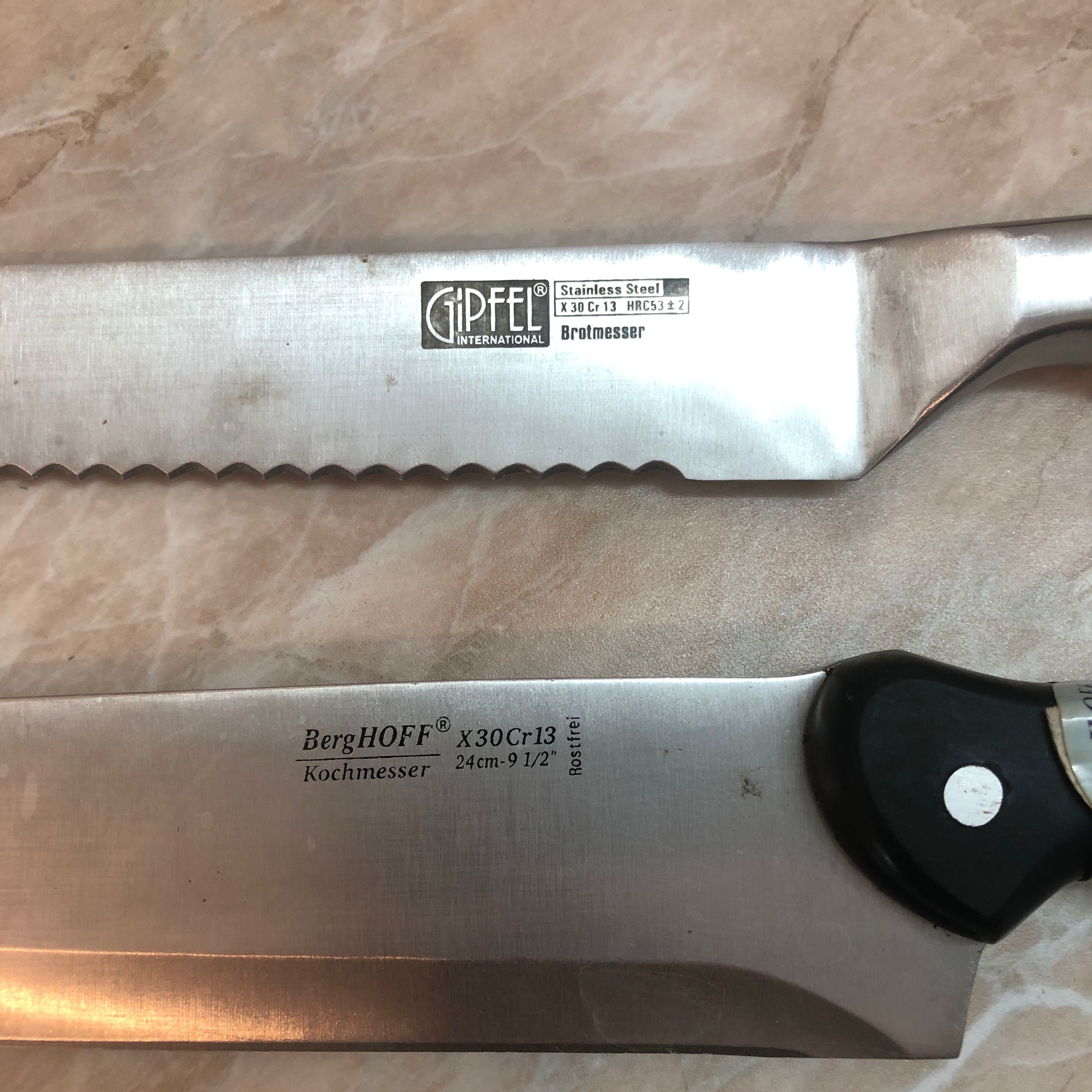 2 ножа BergHOFF x30cr13 и Gipfel за хляб