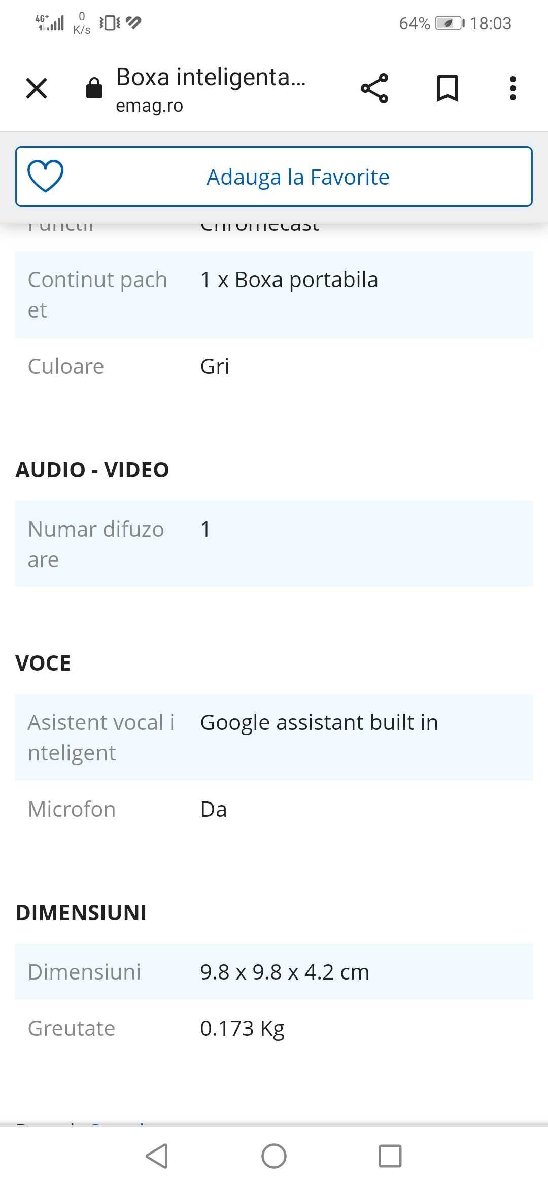 Boxa inteligenra Google home mini