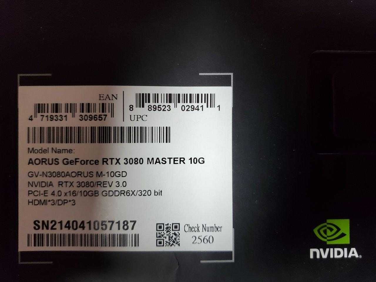 Видеокарта Gigabyte AORUS GeForce RTX™ 3080 MASTER 10G (rev. 3.0)