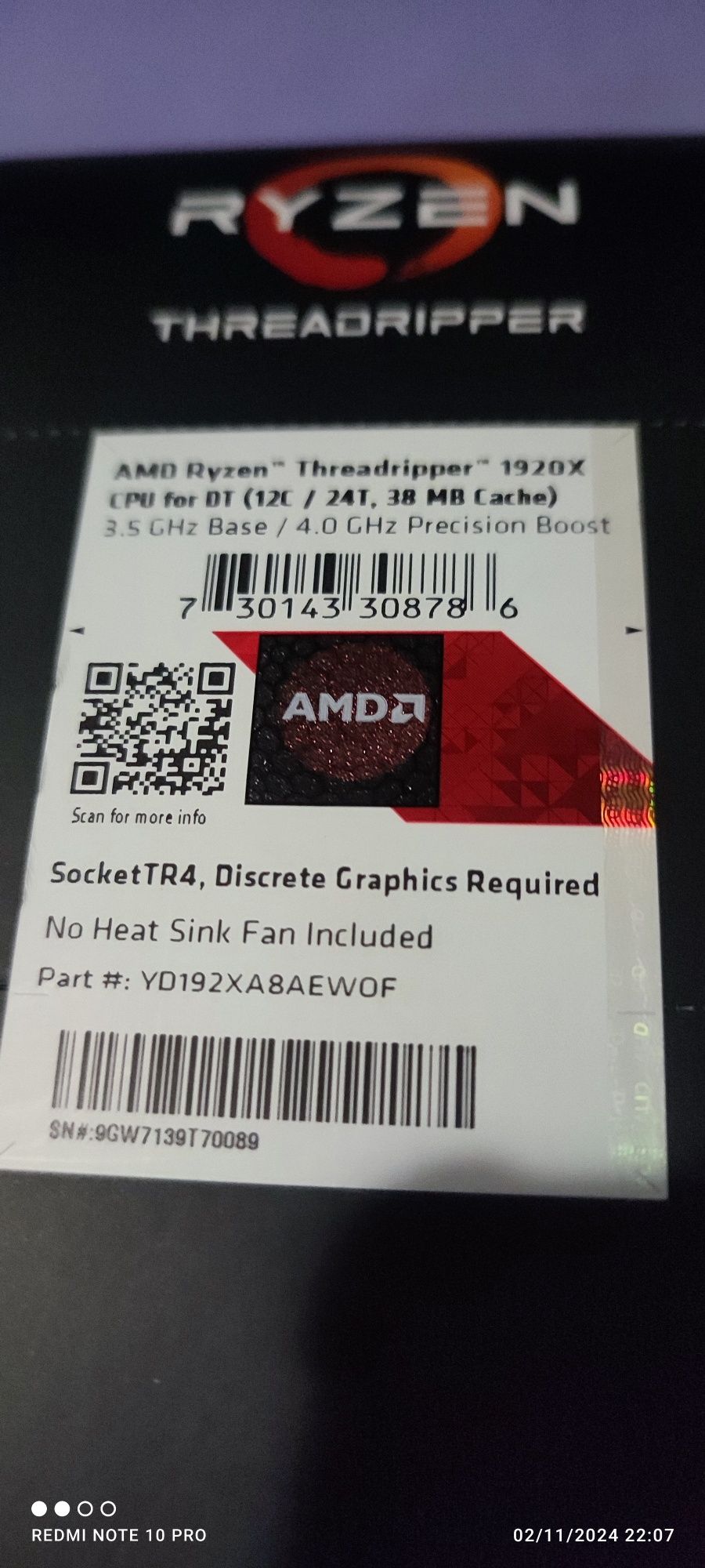 Процесор Ryzen Threadripper 1920x 38мб кеш socked Tr4
