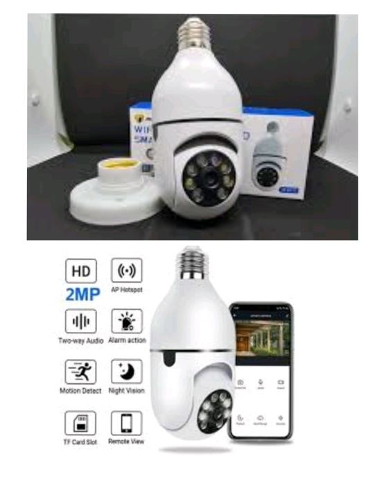 Cameră Jortan cu filet E27 – supraveghere Wi-Fi 360°