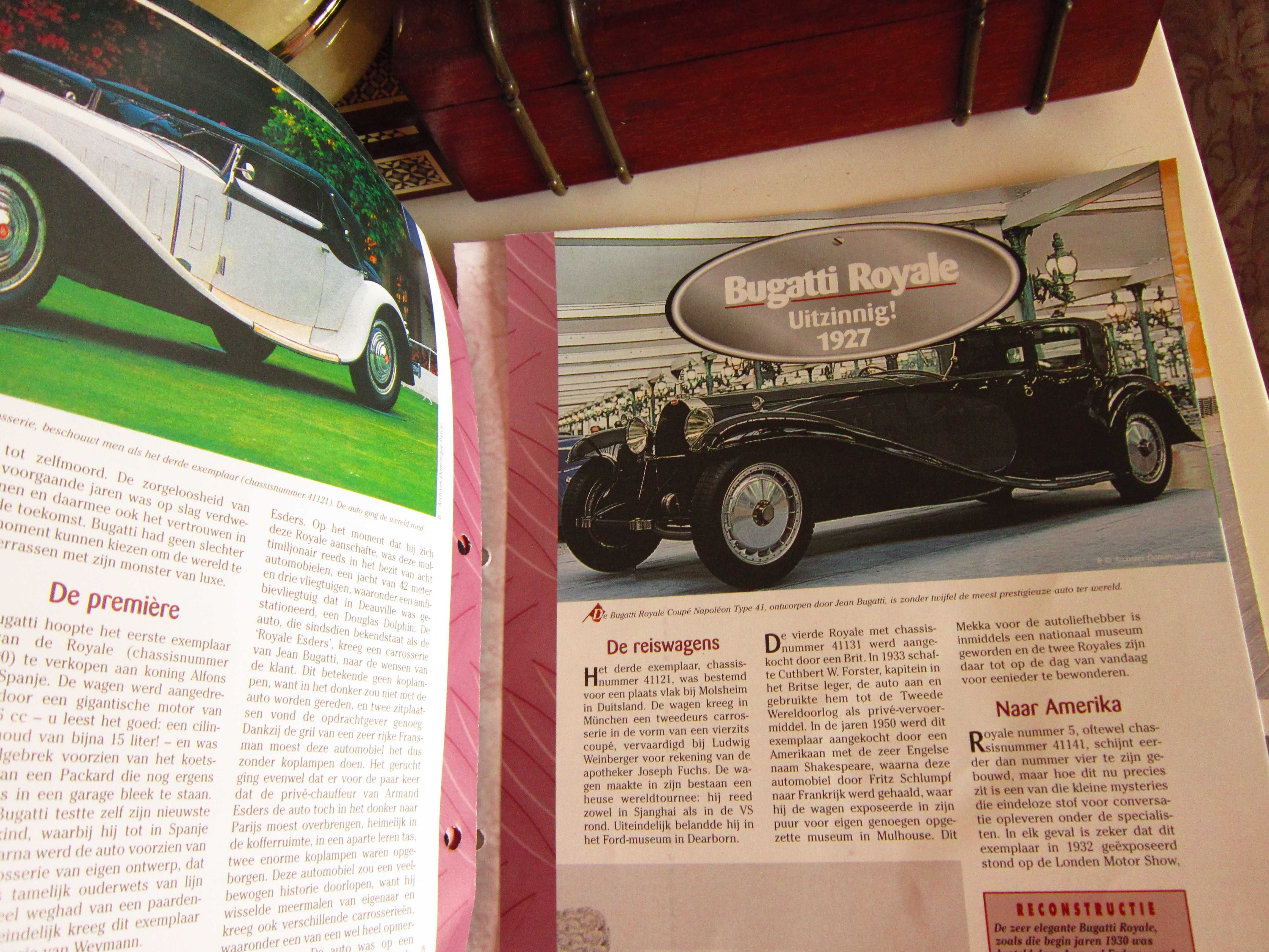 macheta masina epoca Bugatti,Delage,Studebaker+revista  Olanda '80