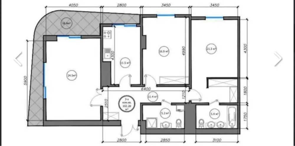 Срочно продается 3х ком квартира в ЖК Infinity 103,6м2 ресторна Эфенди