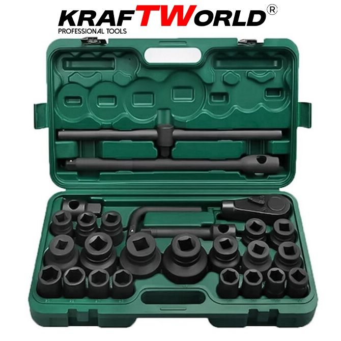 Професионално гедоре за камиони KraftWorld 26 части – тресчотка, удълж