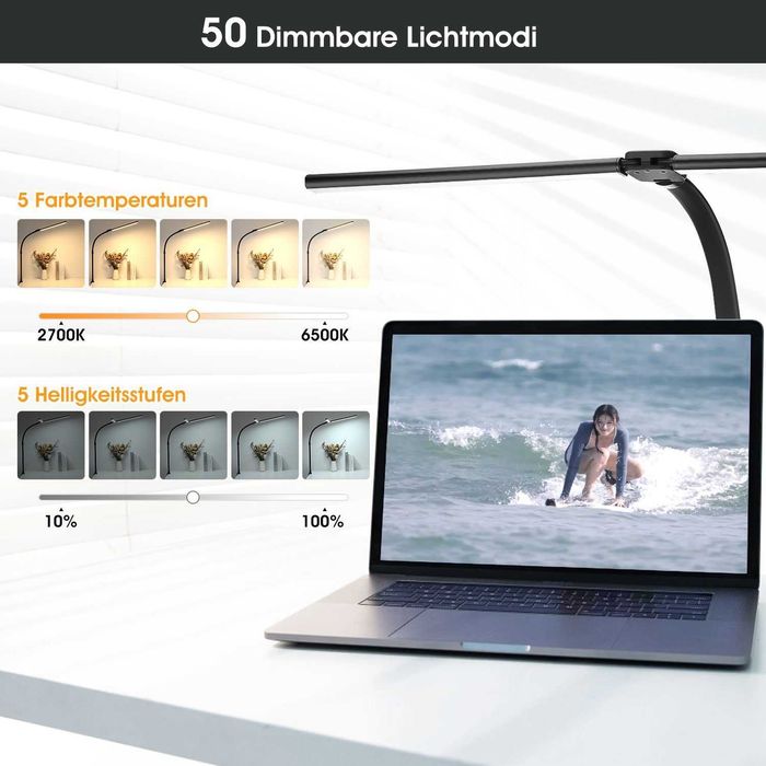 Lampă de birou cu LED, cu intensitate reglabilă 80 cm