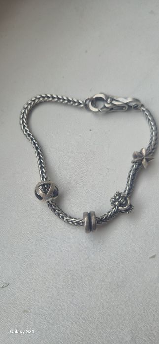Bratara Trollbeads  argint cu 4 charmuri
