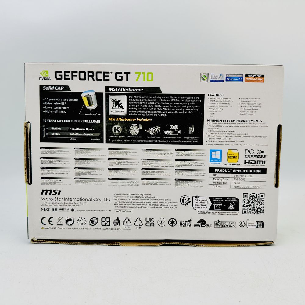 Placa video MSI GeForce® GT 710, 2GB DDR3, 64-bit