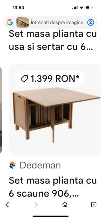 Vand masa pliabila cu 6 scaune, impecabila