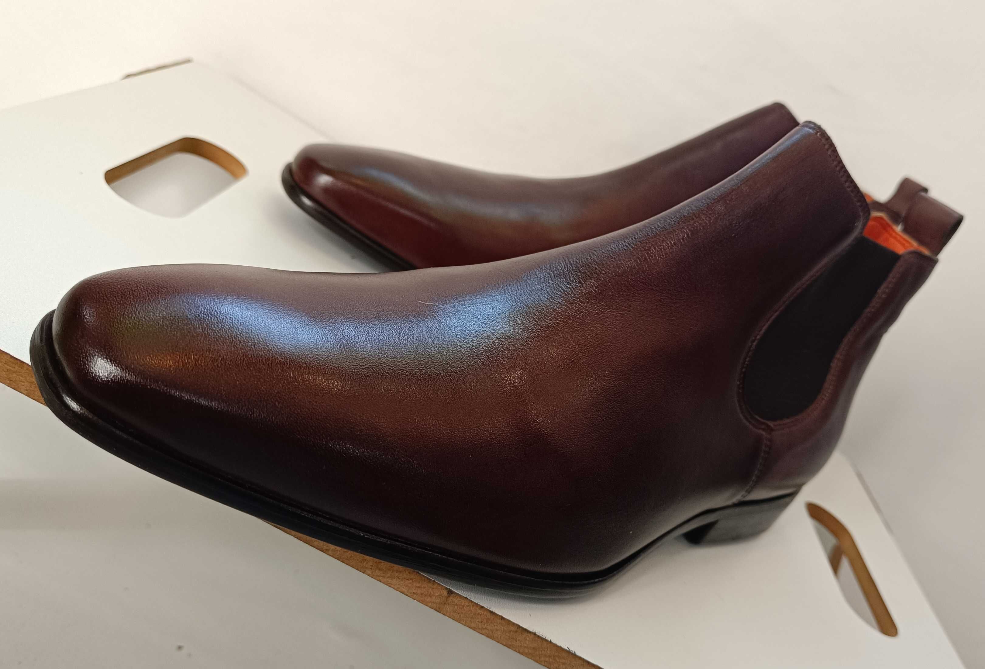 Ghete chelsea 43 43.5 plain toe premium GREVE NOI piele naturala moale