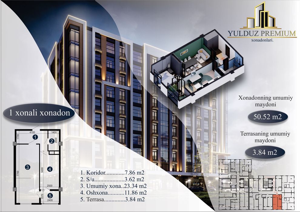 Ilk bor chirchiqda premium honadonlar