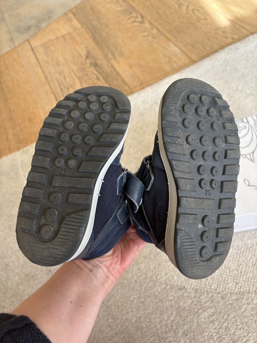 Детски подплатени кожени зимни боти Колев и Колев 25 номер тъмно сини