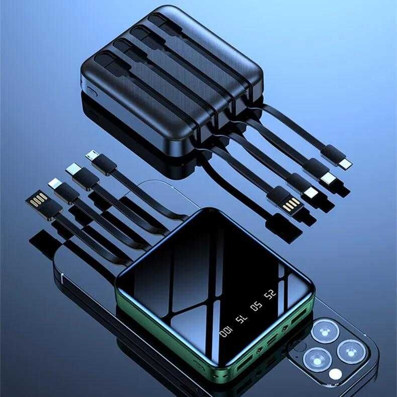 Лятна Промоция: Преносима батерия с четири кабела (20 000 mAh)