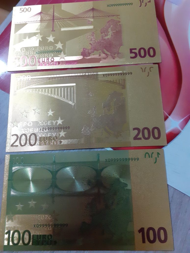 Vând 7 bancnote euro Polymer Gold ediție