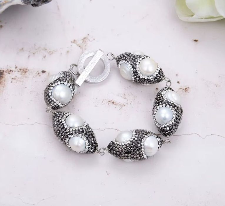 Натуральный жемчуг браслет Браслет крупный 
Мед сплав ; Застежка - 
18