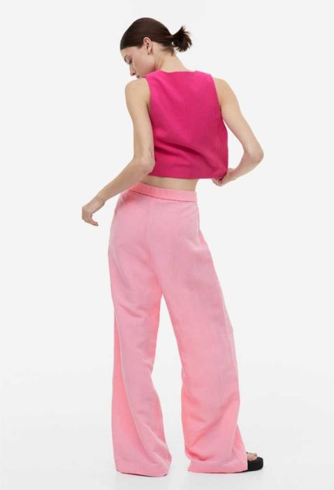 Ленени панталони H&M, бял, светло зелен-каки, розов, бежов, нови