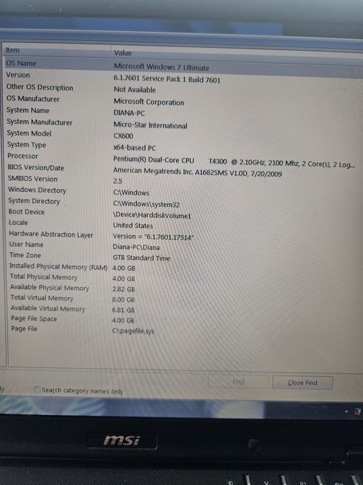 Laptop MSI utilizat