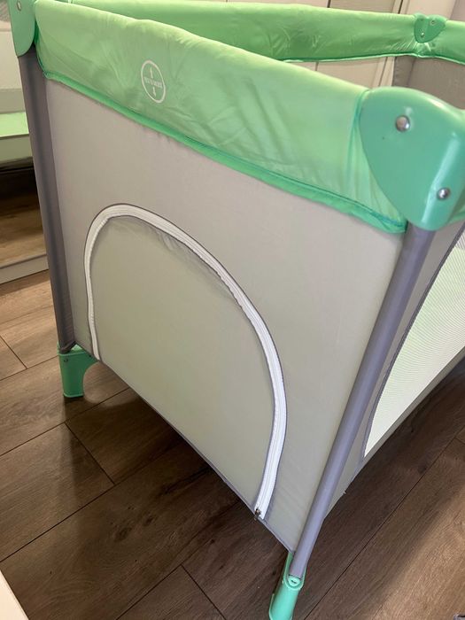 Patut pliabil de calatorie/voiaj Smiki 60x120cm, verde/gri