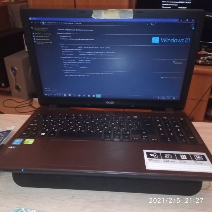 ЛаптопAcerE5-571G-51HTintelCorei5-4210U,RAM8GB,SSD480,2gbNvidiaGeForce