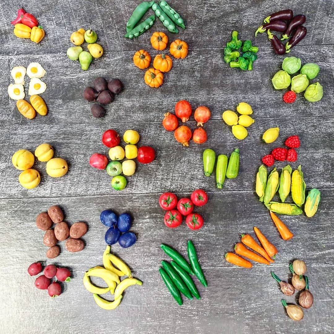 Набор мини фруктов и овощей из полимерной глины