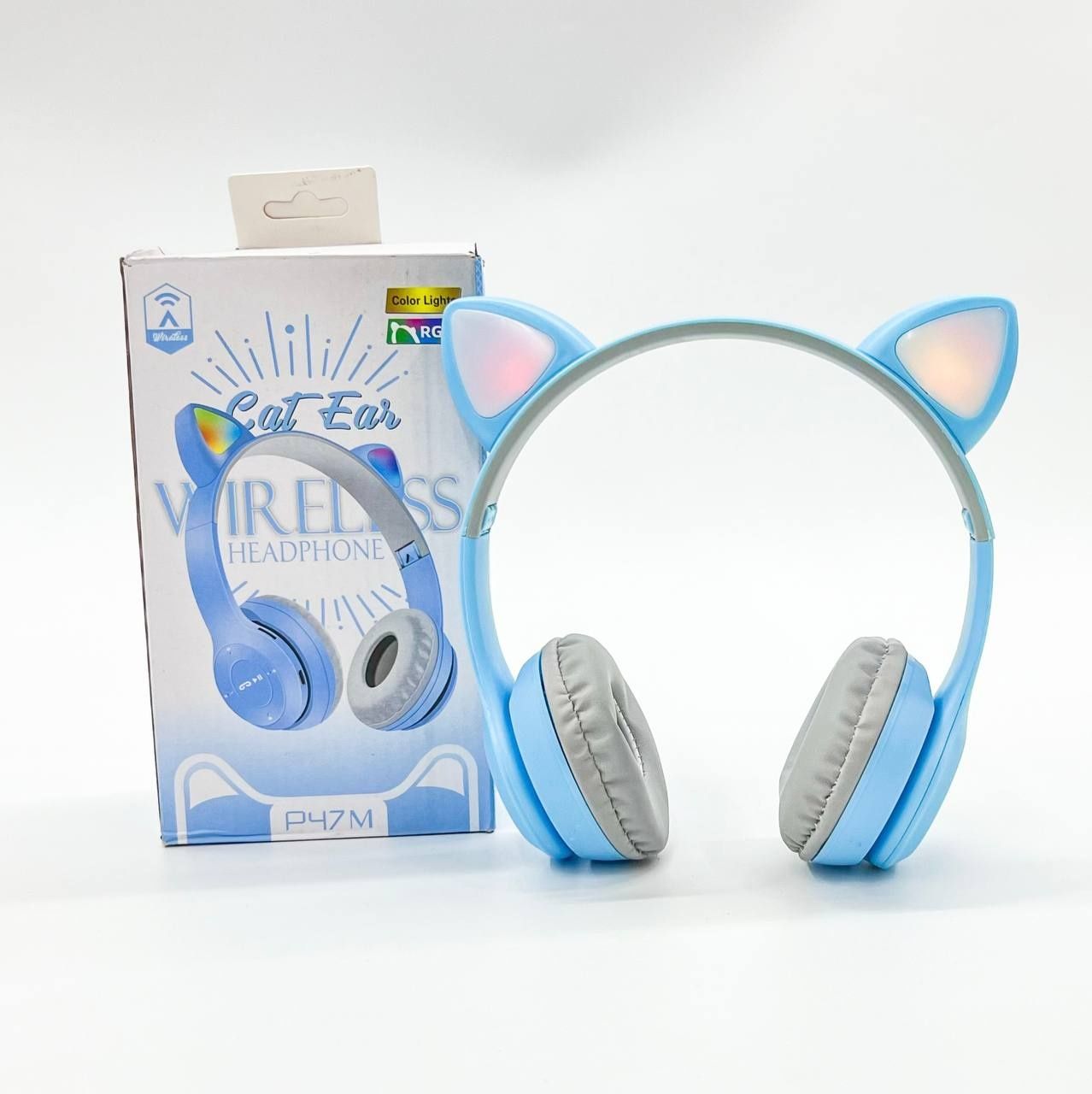 Беспроводная Bluetooth наушник для детей с светящимися ушками Cat P47M