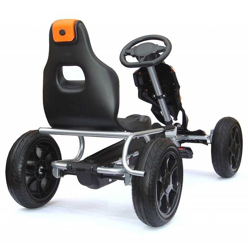 GO Kart cu pedale, Kinderauto Thunder cu roti EVA, culoare portocaliu