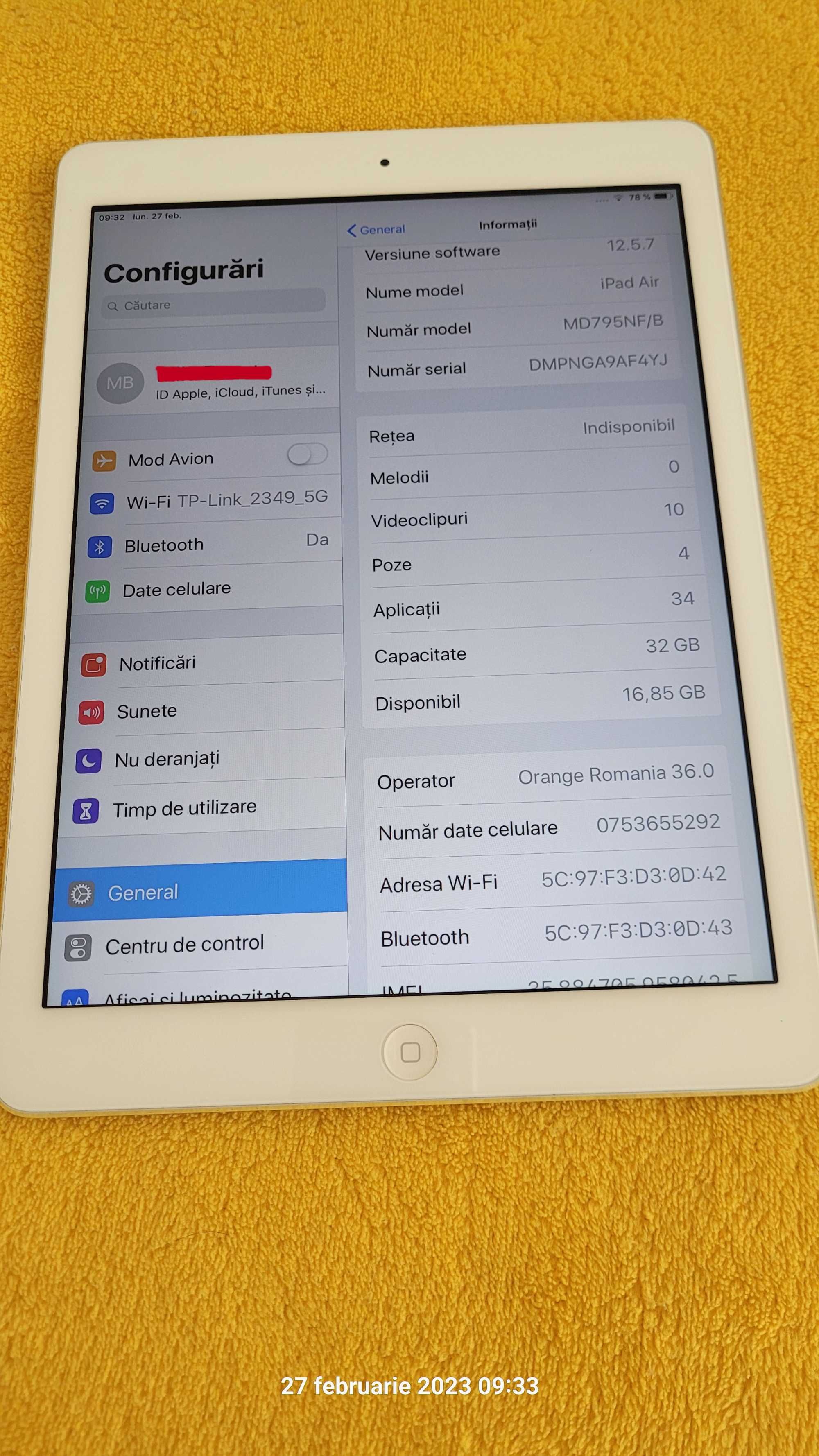 Tableta Apple iPad Air A1475+Cellular