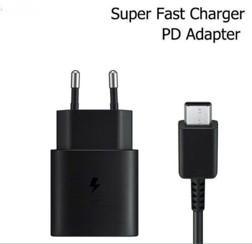 Incarcator Super Fast Charger + Cablu Type C Negru Compatibil Samsung
