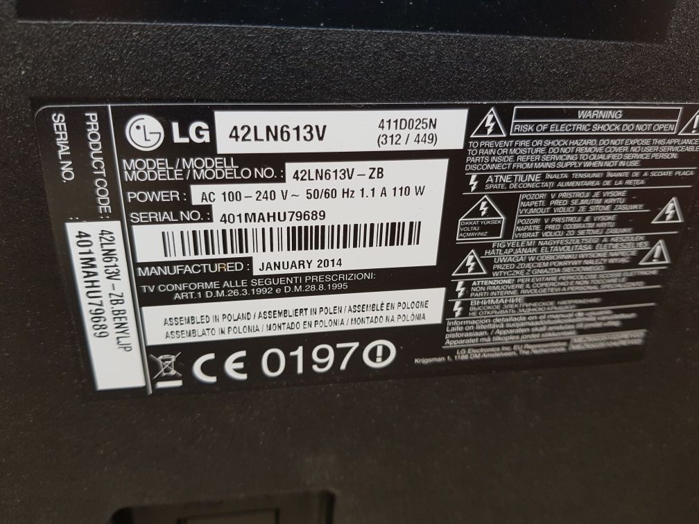 LG 42LF580V  лед телевизор