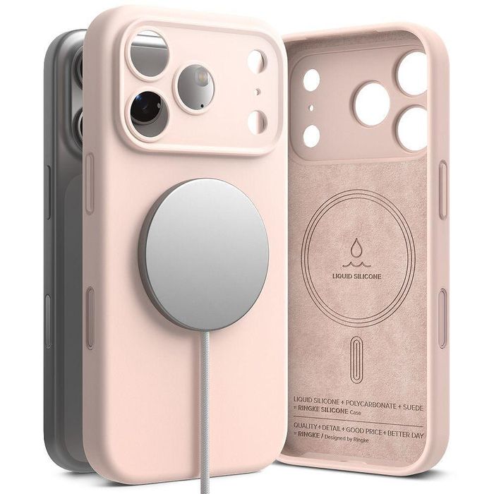 Калъф ringke silicone magnetic magsafe за iphone 17 pro max в цвят pin