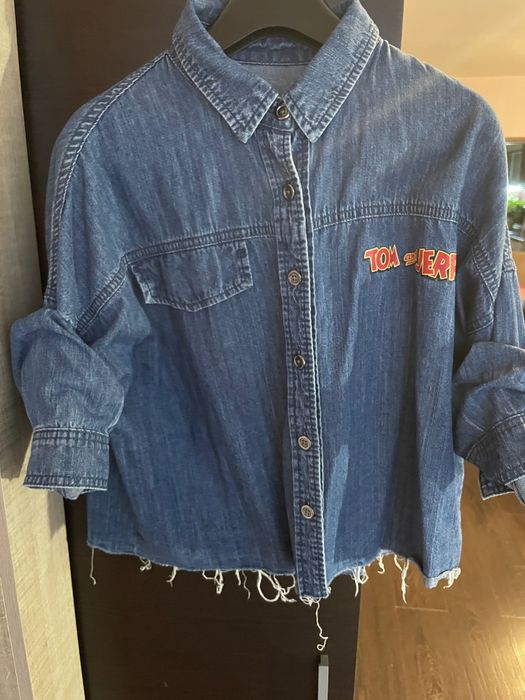 Овърсайз дънкова риза със щампа